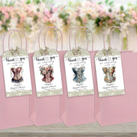 Floral Vintage Corset Lingerie Shower Tags, Printed, Personalized Thank You Bachelorette Favor, Tags Only, Personalized Gift Tags, Bridal Shower