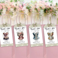 Floral Vintage Corset Lingerie Shower Tags, Printed, Personalized Thank You Bachelorette Favor, Tags Only, Personalized Gift Tags, Bridal Shower