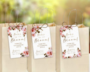 Baby in Bloom Baby Shower Favor Tags, Printed Tags Only, Personalized Thank You Tags, Real Pink Wild Roses Floral Tags, Gender Neutral