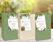 Baby in Bloom Baby Shower Favor Tags, Printed Tags Only, Personalized Thank You Tags, Realistic Greenery Leaves Floral Tags, Gender Neutral