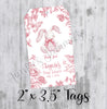 Pink Chinoiserie Toile Baby Shower Favor Tags, Printed Tags Only, Personalized Thank You Tags, Gender Neutral