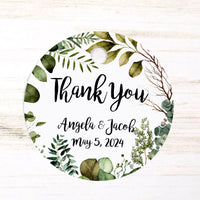 Greenery Leaves Thank You Wedding Favor Tags, Tags Only, Personalized Gift Tags, Botanical Square Rectangle Round Tags, Boho Wedding Tags