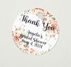 Peach Pink Floral Bridal Shower Thank You Favor Tags, Tags Only, Personalized Gift Tags, Floral Heart Square Round Tags, Boho Shower