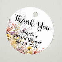 Wildflowers Bridal Shower Thank You Favor Tags, Tags Only, Personalized Gift Tags, Floral Heart Square Round Tags - Boho Shower