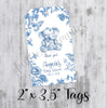 Blue Chinoiserie Toile Baby Shower Favor Tags, Printed Tags Only, Personalized Thank You Tags, Gender Neutral