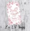 Pink Chinoiserie Toile Baby Shower Favor Tags, Printed Tags Only, Personalized Thank You Tags, Gender Neutral