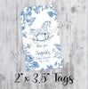 Blue Chinoiserie Toile Baby Shower Favor Tags, Printed Tags Only, Personalized Thank You Tags, Gender Neutral
