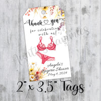 Lingerie Party Bridal Shower Favor Tags, Tags Only, Personalized Gift Tags, Shower Thank You Tags, Bras & Panties