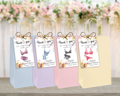 Lingerie Party Bridal Shower Favor Tags, Tags Only, Personalized Gift Tags, Shower Thank You Tags, Bras & Panties