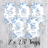 Blue Chinoiserie Toile Baby Shower Favor Tags, Printed Tags Only, Personalized Thank You Tags, Gender Neutral