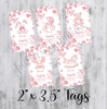 Pink Chinoiserie Toile Baby Shower Favor Tags, Printed Tags Only, Personalized Thank You Tags, Gender Neutral
