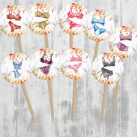 Lingerie Party Wildflower Cupcake Toppers Picks, Bachelorette Party, Bridal Shower