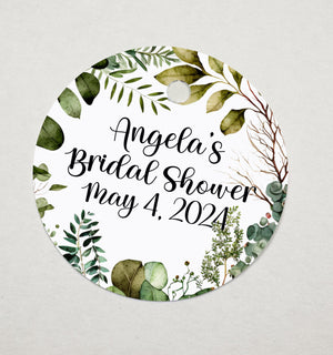 Greenery Leaf Bridal Shower Favor Thank You Tags, Tags Only, Personalized Gift Tags, Floral Heart Square Round Tags - Boho Shower