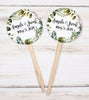 Greenery Leaves Wedding Cupcake Toppers Picks Leaf Botanical Succulent - Personalized - Round Heart Fancy Square - Love is Sweet