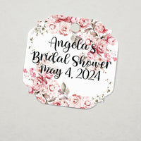 Pink Floral Bridal Shower Thank You Favor Tags, Tags Only, Personalized Gift Tags, Floral Heart Square Round Tags - Boho Shower