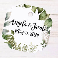 Greenery Leaves Wedding Favor Tags, Tags Only, Personalized Gift Tags, Botanical Succulent Heart Square Round Tags, Boho Thank You Tags