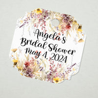 Wildflowers Bridal Shower Thank You Favor Tags, Tags Only, Personalized Gift Tags, Floral Heart Square Round Tags - Boho Shower