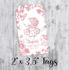 Pink Chinoiserie Toile Baby Shower Favor Tags, Printed Tags Only, Personalized Thank You Tags, Gender Neutral