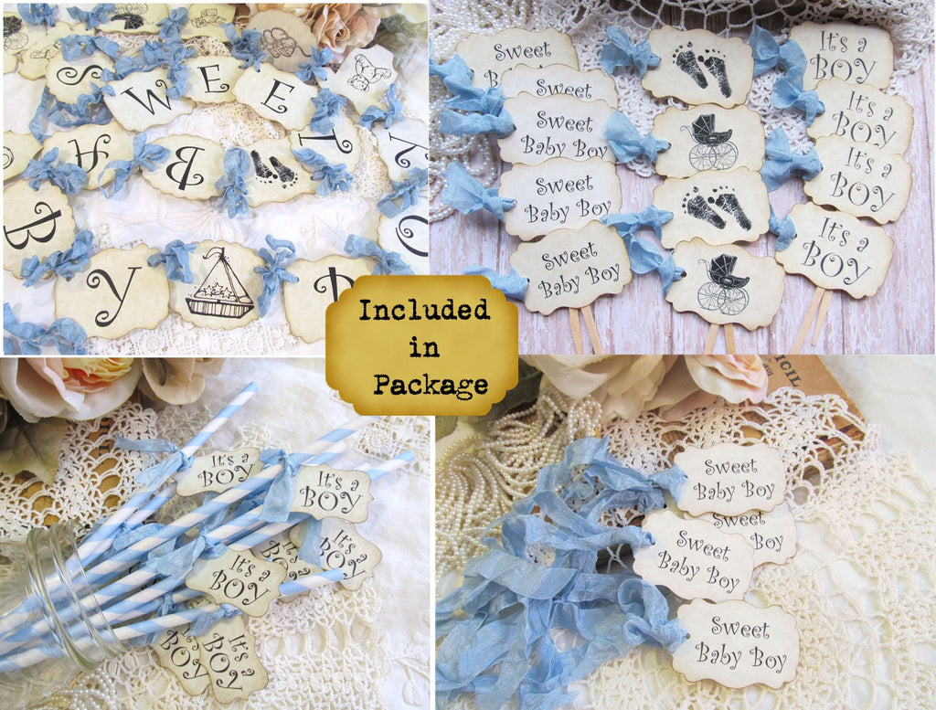 Sweet Baby Boy Shower Decorations Vintage Style