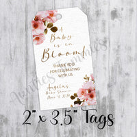 Baby in Bloom Baby Shower Favor Tags, Printed Tags Only, Personalized Thank You Tags, Real Pink Wild Roses Floral Tags, Gender Neutral