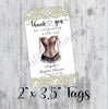 Floral Vintage Corset Lingerie Shower Tags, Printed, Personalized Thank You Bachelorette Favor, Tags Only, Personalized Gift Tags, Bridal Shower