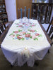 Vintage Waverly Roses Lace Table Runner - White Off White - Special Occasion  OOAK - Vintage Style Rustic 33" x 86"