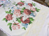 Vintage Waverly Roses Lace Table Runner - White Off White - Special Occasion  OOAK - Vintage Style Rustic 33" x 86"
