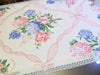 Hydrangea Bouquet Floral Table Runner Tablecloth - OOAK - Vintage Style Shabby 30" x 100"