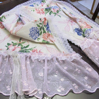 Hydrangea Bouquet Floral Table Runner Tablecloth - Special Occasion - OOAK - Vintage Style Shabby 34" x 102"