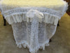 Ivory and White Lace Table Runner Tablecloth - Tattered Special Occasion - OOAK - Vintage Style 23" x 80"