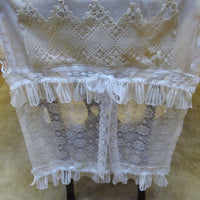 Ivory and White Lace Table Runner Tablecloth - Tattered Special Occasion - OOAK - Vintage Style 23" x 80"