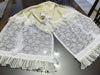 Ivory and White Lace Table Runner Tablecloth - Tattered Special Occasion - OOAK - Vintage Style 23" x 80"