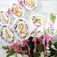 Pink Flamingo Floral Tropical Bridal or Baby Shower Table Decorations