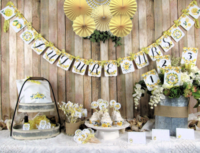 Lemon Yellow Floral Bridal Shower Decorations