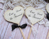 12 Wedding Hearts Cupcake Toppers w/ribbons & Lace -  Eat Drink Be Married