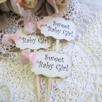 Sweet Baby Girl Shower Decorations Package Vintage Rustic Style