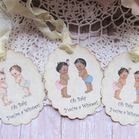 It's Twins Baby Vintage Style Shower Decorations - twin girls boys fraternal