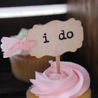 i do Wedding Cupcake Toppers Party Picks Vintage Rustic Shabby - Set of 12  18  36  50  100