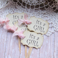 It's a Girl Vintage Style Cupcake Toppers