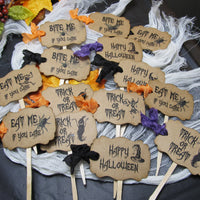 Halloween Party Decorations - Banner Cupcake Toppers Candy Boxes Trick or Treat