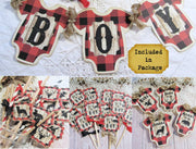 Buffalo Plaid Baby Shower Decorations Package Bundle Set - Its a Boy