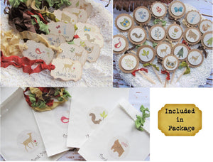 Woodland Baby Animals Forest Favor Tags Bags & Cupcake Toppers