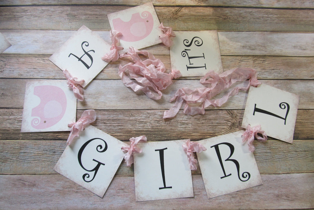 It's a Girl or It's a Boy Pastel Elephant Shower Banner