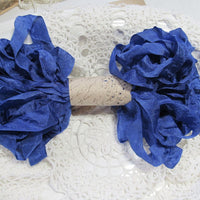 10 Yards Vintage Seam Binding Ribbon - ROYAL BLUE - Crinkled Scrunched Hug Snug royal blue Shabby Ribbon