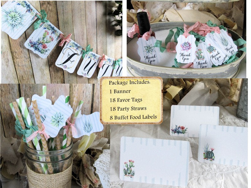 succulent wedding shower favors Succulent Cactus Bridal Shower Decorations Package Future Mrs. Bride to Be