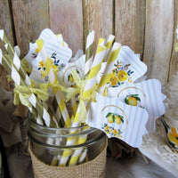 Lemon Watercolor Floral Bridal Shower Decorations Bride to Be Package