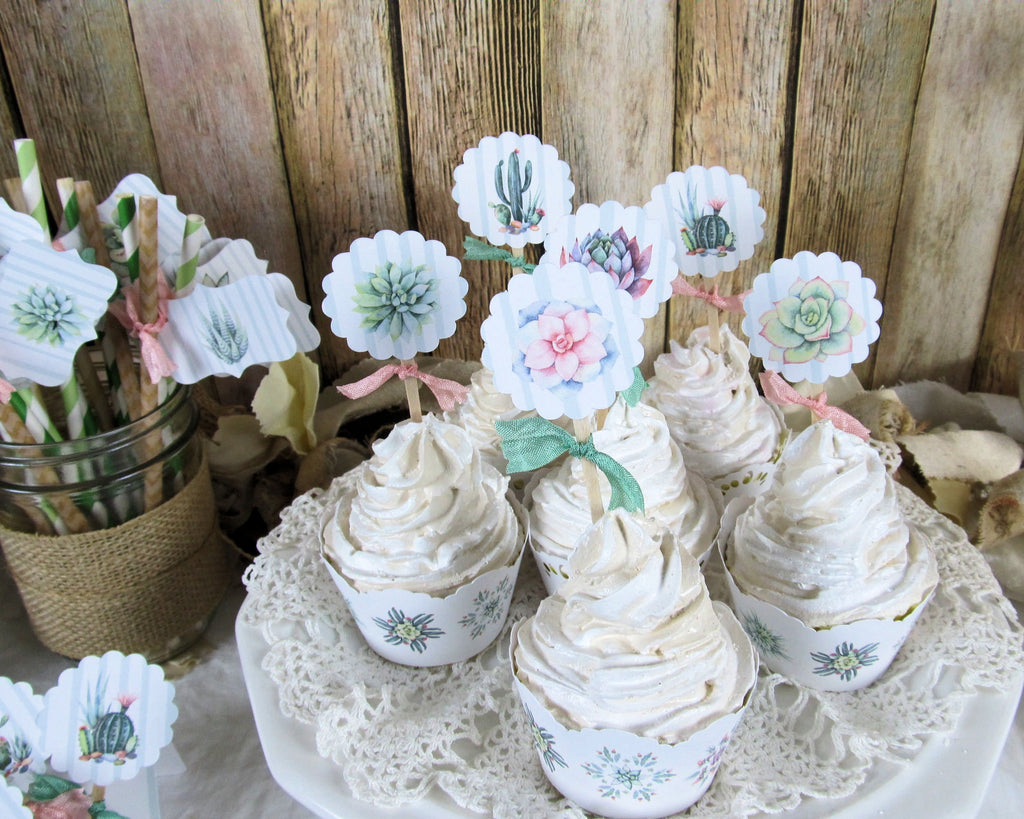 succulent bridal shower Succulent Cactus Bridal Shower Decorations Package Future Mrs. Bride t