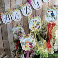 Aloha Tropical Watercolor Floral Flamingo Baby Shower Decorations Package