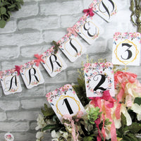 Coral Magenta Watercolor Floral Wedding or Shower Decorations Bride to Be