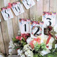 Coral Rust Watercolor Floral Wedding or Bridal Shower Decorations Love is Sweet